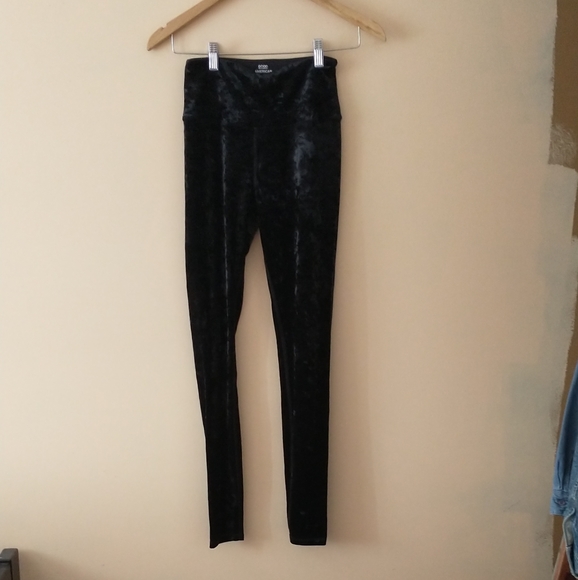 Good American The Crushed Velvet Boss Pants Size 1 Leggings High Waisted - Picture 2 of 8